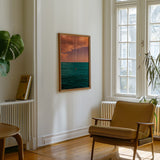 Ball Drop 18x24 print in gallery frame in kitchen during golden hour