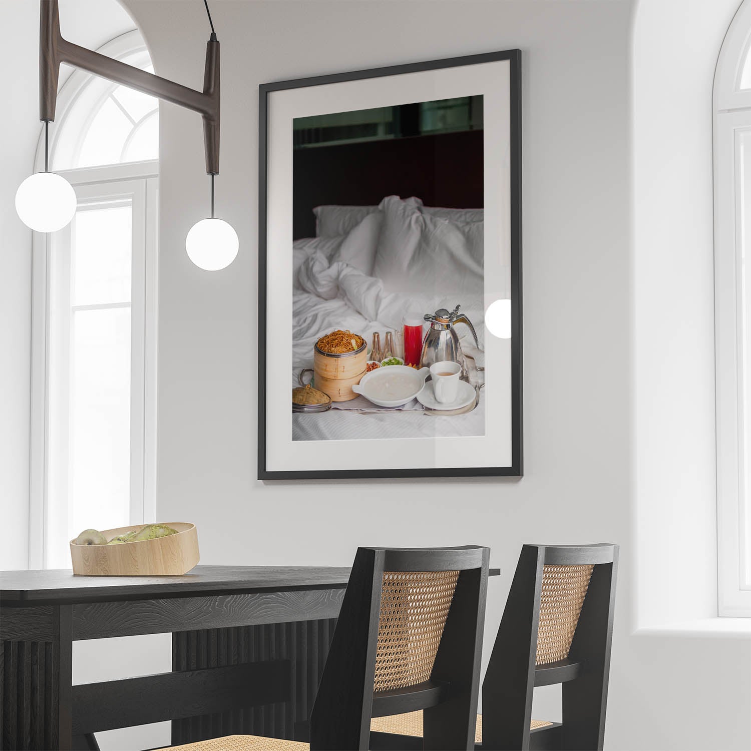 Hong Kong Breakfast 12x16 print in black gallery frame