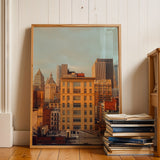East Village rooftop view with water towers and urban landscape