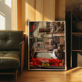 Hong Kong street scene with red taxi and urban energy