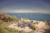 Sail Away coastal seating overlooking Santa Barbara harbor with sailboats