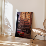 Hong Kong loading zone with commercial vehicles and city life